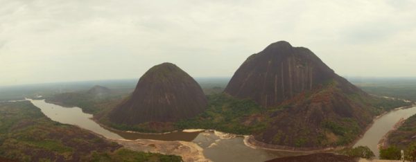 Panoramic of the Cerros Mono y Pajarito from the Cerro Mavecure, Guainia Colomba Panoramic of the Cerros Mono y Pajarito from the Cerro Mavecure, Guainia Colomba